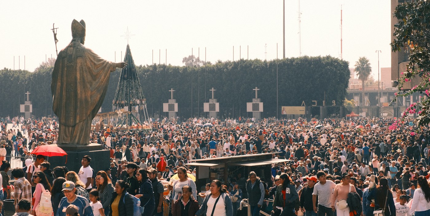 Pilgrims at the Basilica of Guadalupe complex, Mexico City