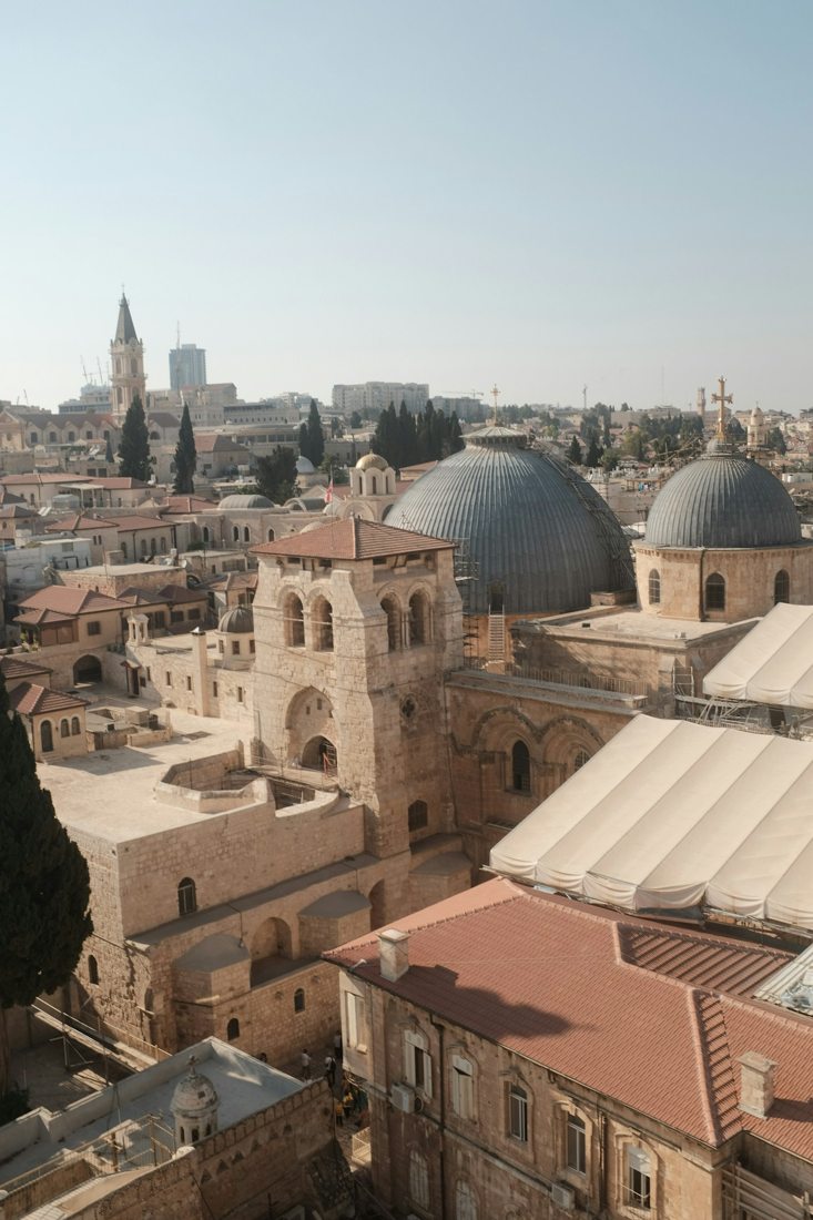 Holy Sepulchre domes and Jerusalem rooftops